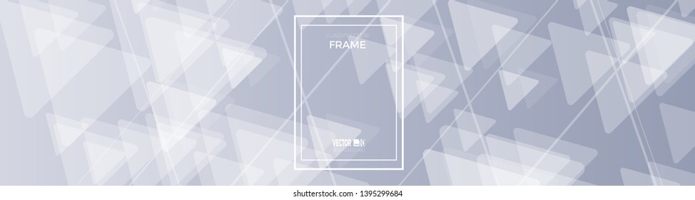 Modern abstract geometric background in minimalist style with triangular shapes. Vector flat cover with elements for design. Customizable frame