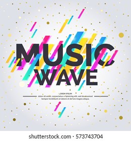 Modern abstract geometric background and Music wave. Vector template.