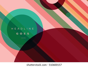 modern abstract geometric background / pink, yellow & green concentric circles. Cover design template for business brochure, booklet, leaflet, Magazine