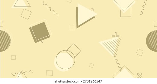 Modern abstract geometric background with a seamless pattern of creative shapes and lines on a yellow backdrop