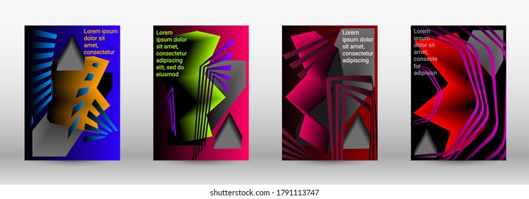 Fondo geométrico abstracto moderno. Un conjunto de cubiertas abstractas modernas. Diseño de portada a la moda de líneas curvas, formas geométricas. Ilustración vectorial. EPS 10.