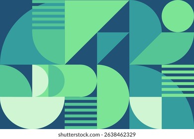 Modern abstract geometric background with shapes in green and blue. Ideal for contemporary design projects, web, and presentations.