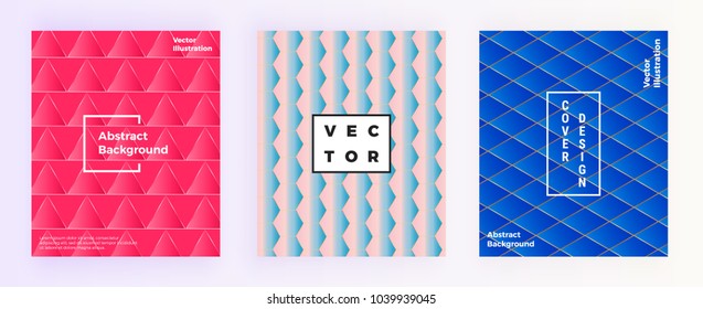 Modern abstract geometric background with triangles shapes. Geometric cover design, bright blue, red, pink gradients shapes. Template for design invitation, card, banner, brochure, placard, party, fly