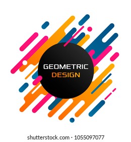 Modern abstract geometric background with various rounded linear figures. Vector illustration of a dynamic composition.