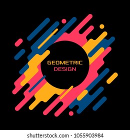 Modern abstract geometric background with various rounded linear figures. Vector illustration of a dynamic composition.