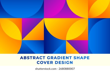 Fondo geométrico abstracto moderno con Formas de gradiente vibrantes. Diseño de Anuncio inspirado en la Bauhaus con círculos, cuadrados y triángulos para un proyecto creativo.