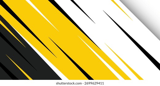 Fondo geométrico Abstractas moderno con líneas diagonales amarillas, negras y blancas: diseño dinámico de negocios, patrón futurista y Plantilla Corporativa con estilo para obras de arte y marcas digitales