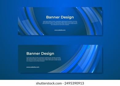Modern abstract geometric blue banner background with shadow suit for business corporate banner backdrop presentation and much more Premium Vector