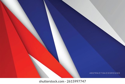 Modern abstract geometric blue, red, white and silver luxury color background