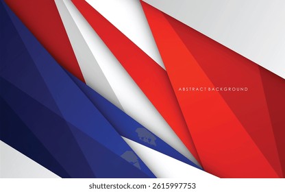 Modern abstract geometric blue, red, white and silver luxury color background