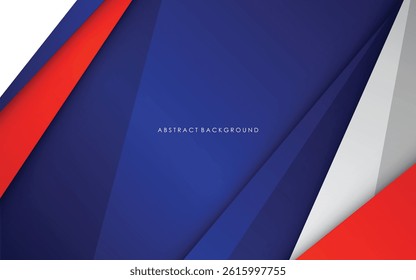 Modern abstract geometric blue, red, white and silver luxury color background