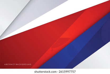 Modern abstract geometric blue, red, white and silver luxury color background