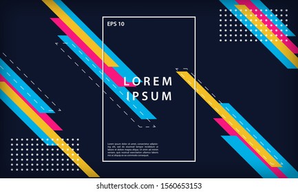 Modern abstract geometric bright color and dynamic shape composition. Pink, blue and yellow geometry shine design element for presentation, business, corporate, banner, cover, wallpaper, texture, maga