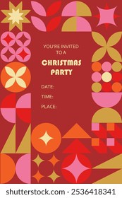 Tarjeta de invitación de Navidad geométrica abstracta moderna Plantilla de Navidad geométrica contemporánea