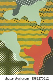 Modern abstract geometric composition with decorative waves, shapes, lines and dots. Creative background for your design. Vector illustration