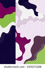 Modern abstract geometric composition with decorative waves, shapes and dots. Creative background for your design. Vector illustration