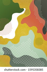 Modern abstract geometric composition with decorative waves, shapes and dots. Creative background for your design. Vector illustration