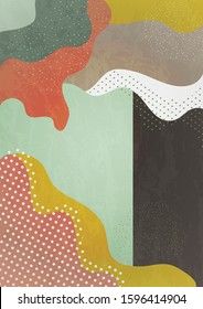 Modern abstract geometric composition with decorative waves, shapes and dots. Creative background for your design. Vector illustration