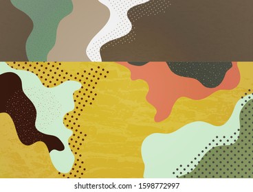 Modern abstract geometric composition with decorative waves, shapes and dots. Creative background for your design. Vector illustration