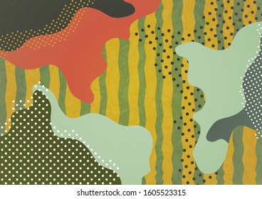 Modern abstract geometric composition with decorative waves, shapes, lines and dots. Creative background for your design. Vector illustration