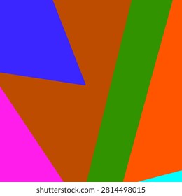 Modern abstract geometric composition featuring sharp block angles in blue, purple, green, orange, and brown, overlaid with a realistic woven canvas fabric texture. Great for textile concepts, wallpapers, and creative print designs.