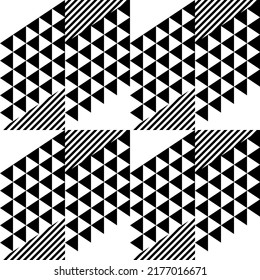 Modern abstract geometric contemporary vector seamless diagonal pattern with simple elements and shapes. Graphic black and white minimalist background.
