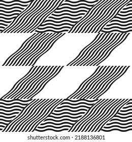 Modern abstract geometric contemporary vector seamless diagonal pattern with simple elements and shapes. Graphic black and white minimalist background.
