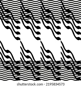 Modern abstract geometric contemporary vector seamless diagonal pattern with simple elements and shapes. Graphic black and white minimalist background.