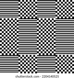 Modern abstract geometric contemporary vector seamless pattern with simple elements and shapes. Graphic black and white minimalist background.
