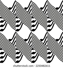 Modern abstract geometric contemporary vector seamless diagonal pattern with simple elements and shapes. Graphic black and white minimalist background.