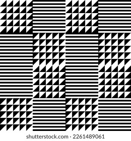 Modern abstract geometric contemporary vector seamless pattern with simple elements and shapes. Graphic black and white minimalist background.