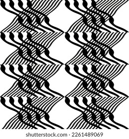 Modernes abstraktes, geometrisches zeitgenössisches, nahtloses, diagonales Muster mit einfachen Elementen und Formen. Grafischer, schwarz-weißer minimalistischer Hintergrund.