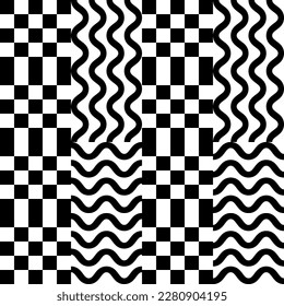Modern abstract geometric contemporary vector seamless pattern with simple elements and shapes. Graphic black and white minimalist background.