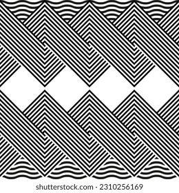 Modern abstract geometric contemporary vector seamless diagonal pattern with simple elements and shapes. Graphic black and white minimalist background.