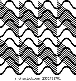 Modern abstract geometric contemporary vector seamless diagonal pattern with simple elements and shapes. Graphic black and white minimalist background.