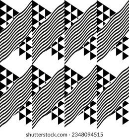 Modern abstract geometric contemporary vector seamless diagonal pattern with simple elements and shapes. Graphic black and white minimalist background.