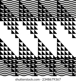 Modern abstract geometric contemporary vector seamless diagonal pattern with simple elements and shapes. Graphic black and white minimalist background.