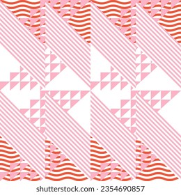 Modern abstract geometric contemporary vector seamless diagonal pattern with simple elements and shapes. Graphic pastel colored minimalist background.
