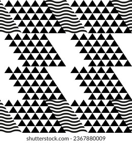 Modern abstract geometric contemporary vector seamless diagonal pattern with simple elements and shapes. Graphic black and white minimalist background.