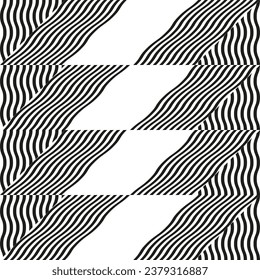 Vector contemporáneo geométrico abstracto moderno, sin fisuras en el patrón diagonal con elementos y formas simples. Fondo gráfico minimalista en blanco y negro.