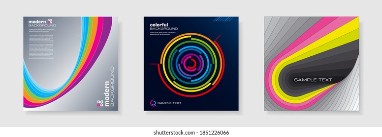 Conjunto moderno de cobertura geométrica abstracta. Formas de gradiente frío de diseño minimalista. Fondo creativo para afiches, presentación, folleto, catálogo, libro, volante, tarjetas de visita, calendarios. EPS10