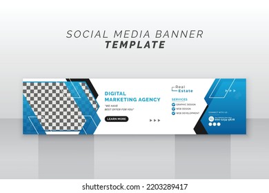 Modern abstract geometric creative social media website header banner cover design template