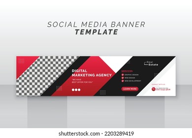 Modern abstract geometric creative social media website header banner cover design template