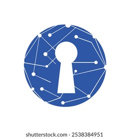 Modelo moderno de vetor de design de logotipo de segurança cibernética geométrica abstrata isolado em um fundo branco