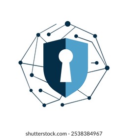 Plantilla de Vector de diseño de logotipo de seguridad cibernética geométrica Abstractas moderna aislada sobre un fondo blanco