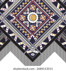Design geométrico abstrato moderno com formas em negrito, linhas limpas e cores vibrantes. Ideal para impressão de tecido, perfeito para moda, estofamento, acessórios e projetos de decoração em casa.