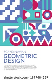 Cubierta moderna de diseño geométrico abstracto. Plantilla de rector de estilo retro y escandinavo. Formas de diseño planas y coloridas. 