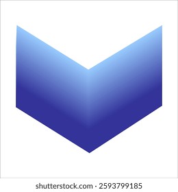 A modern abstract geometric design featuring a blue chevron with a 3D gradient texture, creating a sleek and dynamic visual. Ideal for graphic design, branding, and digital projects.