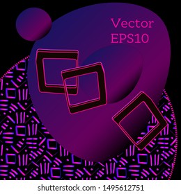 Modern abstract geometric design. Futuristic neon poster with gradient geometrical figures. Minimalistic background can be used in landing page design, banners, flyers, music posters ets. Vector