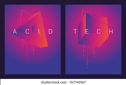 Modern abstract geometric design. Futuristic posters flyers with liquid ink splashes. Eps 10 vector illustration